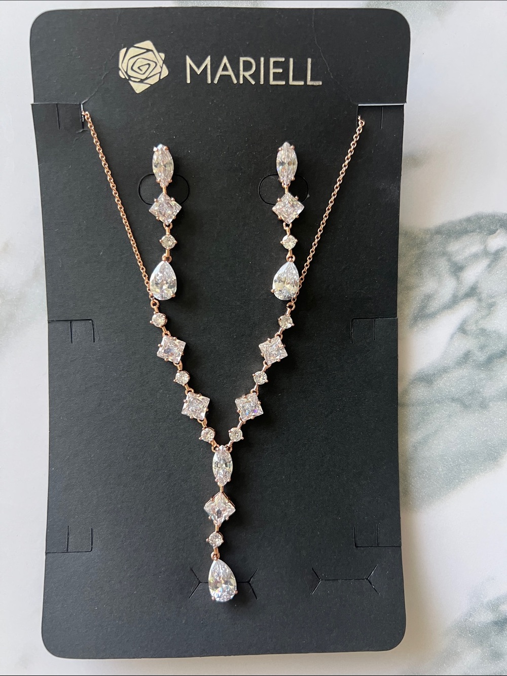 Mariell Rose Necklace & Earrings Set 3564S-RG